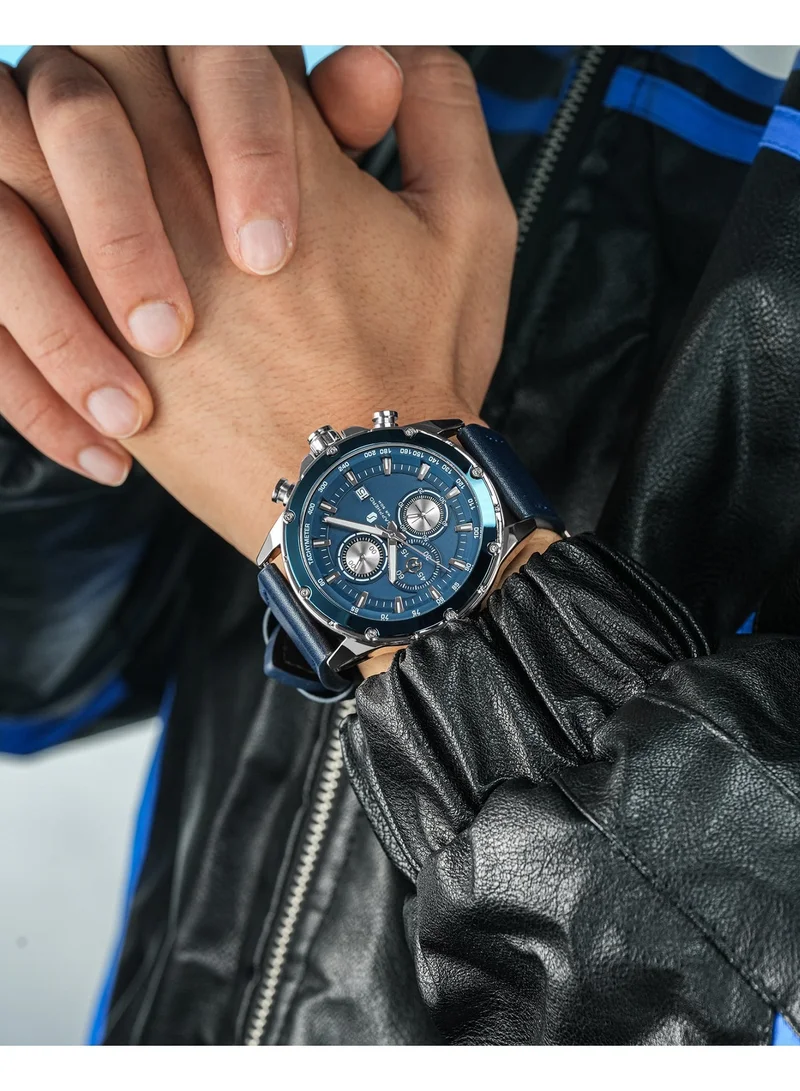 Sapphero Sapphero Watches Men's  Waterproof Men's Watch Men's Watches Chronograph Black/Blue Leather Silver/Black/Rose Gold Case Black/Blue Dial/Birthday/Father's Day Gift