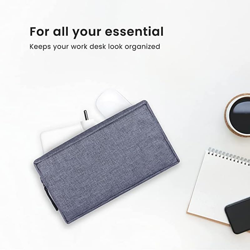 DRUDRAYA Polyester Blend Electronics Accessories Case, Gadget Charger Pouch/Travel Organizer Pouch for Cables/Hard Disk/Charger (Pack of 1), Grey - Image 2