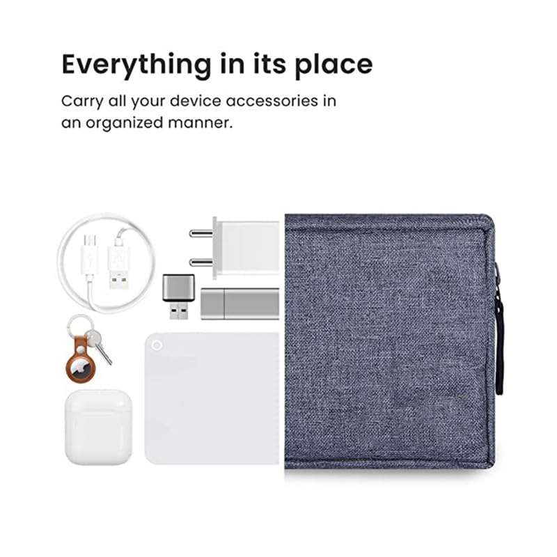 DRUDRAYA Polyester Blend Electronics Accessories Case, Gadget Charger Pouch/Travel Organizer Pouch for Cables/Hard Disk/Charger (Pack of 1), Grey - Image 4