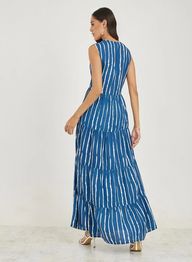 Styli Striped Tiered Dress