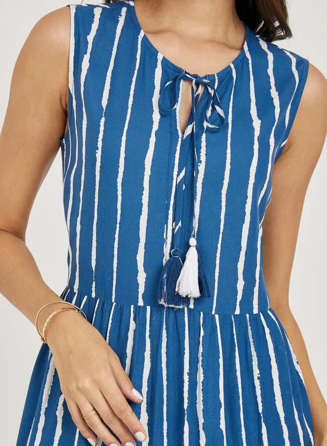 Styli Striped Tiered Dress