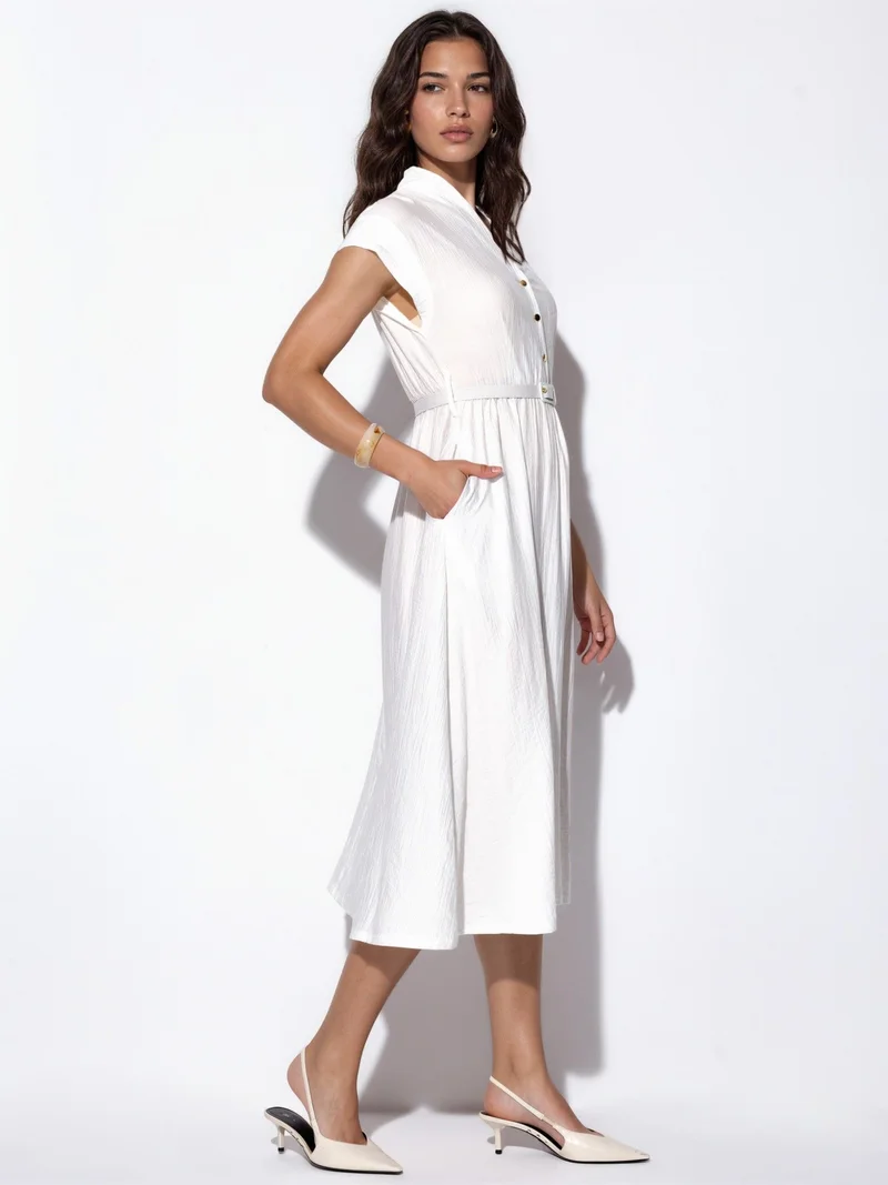 بوسيم BUSEM Textured Belted Maxi Dress