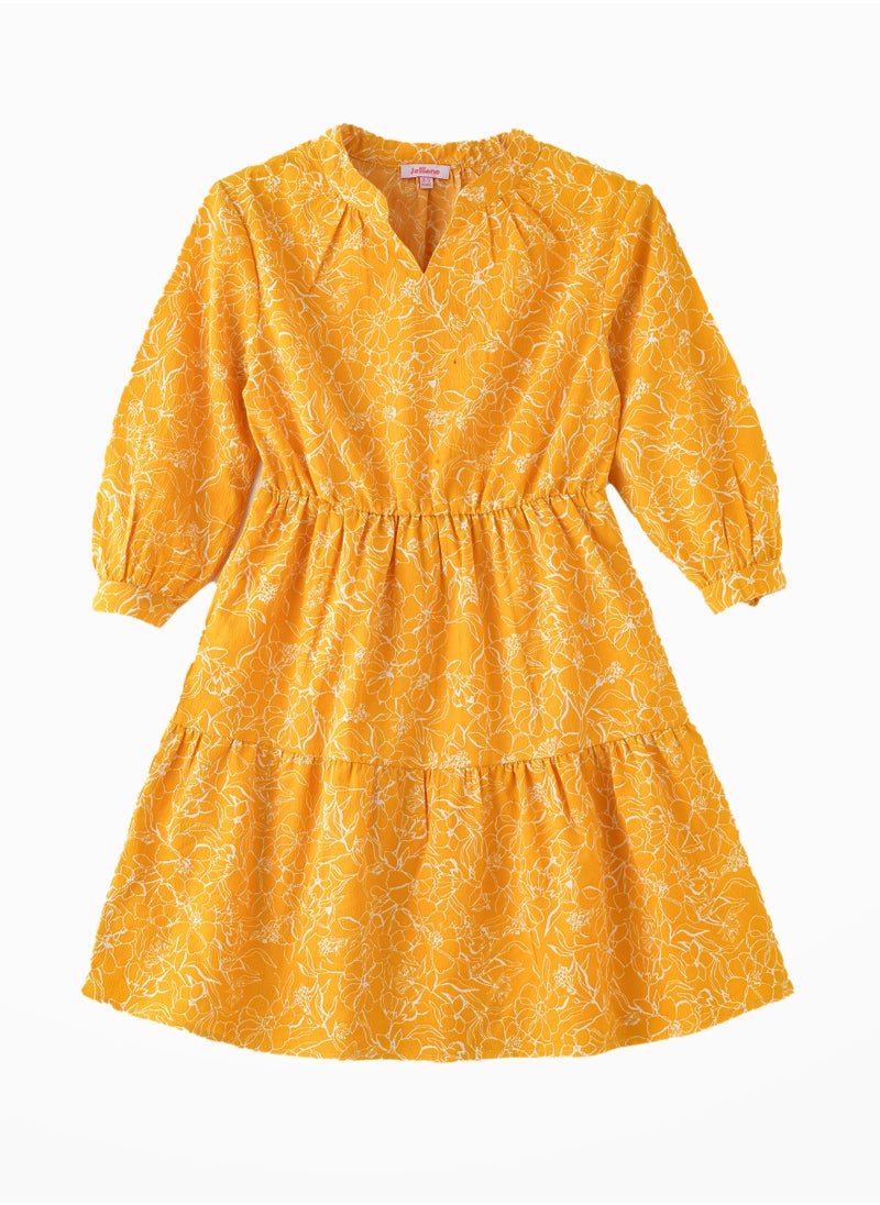 Jelliene Tween Twirl: Girls' Flowy Georgette Dress Breezy Comfort & Summer Chic  - Image 1