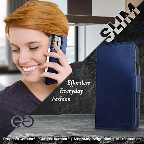 Dreem for iPhone 15 Pro Max Case Wallet, Revolutionary Phone Stand, Vegan Leather, MagSafe-Fit, Magnetic Detachable Flip Cover, RFID Blocking Card Holder, Gift-Box [Fibonacci:Royal] - Image 5