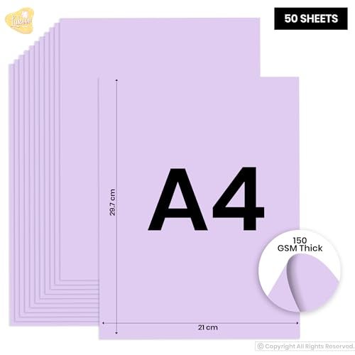 Lakeer A4 Pastel Color Paper- Pastel Lavender Colour, Pack of 50 Sheets | 150 GSM Thick for Arts and Crafts, Printing, DIY Projects, Etc - Image 3