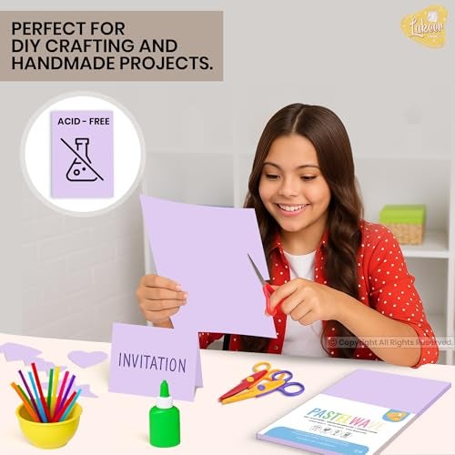Lakeer A4 Pastel Color Paper- Pastel Lavender Colour, Pack of 50 Sheets | 150 GSM Thick for Arts and Crafts, Printing, DIY Projects, Etc - Image 4