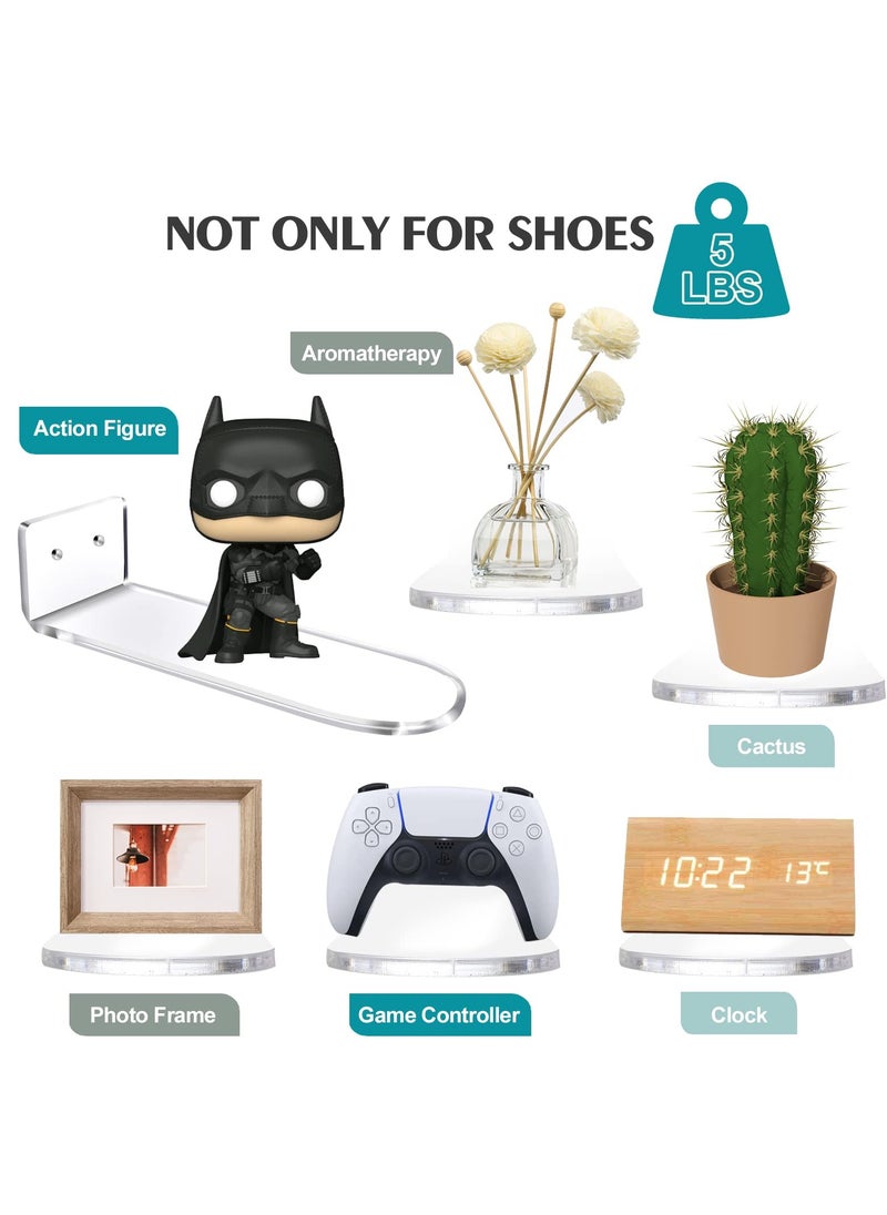 Generic - Floating Shoe Display for Wall Mount 6 Clear Floating Shoe Racks for Displaying and Showcasing Your Sneaker Collection Includes Hardware Clear Acrylic Floating Shelf Shoe Wall Rack - Image 1