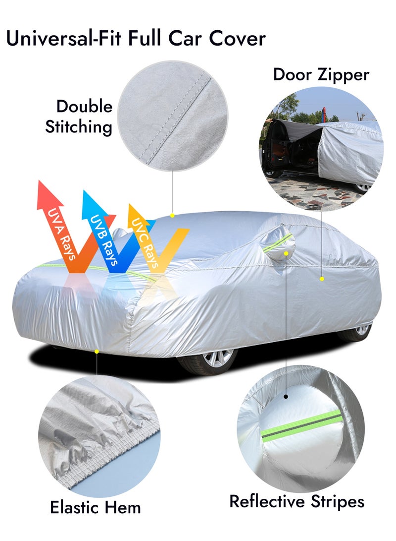 SUPER 5 Car Cover for SUV/Sedan/Hatchback- UV, Sun, Water and Dust Protection, Universal Full Car Covers with Storage Bag, All Weather Indoor/Outdoor Use to Prevent Scratches and Pollutants - Image 3