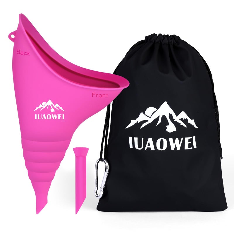 IUAOWEI Female Urination Device, Reusable Silicone Female Urinal, Pee Funnel for Women, for Travel, Camping, Boating, Outdoor, Hiking (Rose red) - Image 1