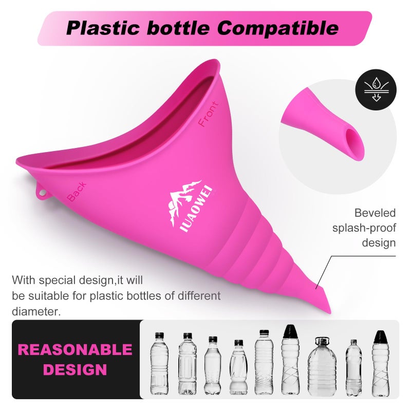 IUAOWEI Female Urination Device, Reusable Silicone Female Urinal, Pee Funnel for Women, for Travel, Camping, Boating, Outdoor, Hiking (Rose red) - Image 4