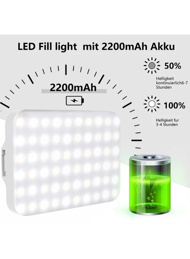 ضوء سيلفي LED أبيض 60 حبة 2200 مللي أمبير قابلة لإعادة الشحن 7 أوضاع 10 مستويات إضاءة - Image 1