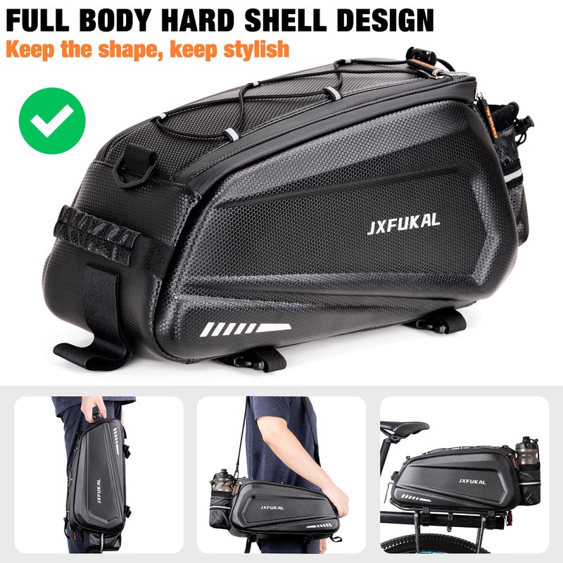 JXFUKAL Bike Bags for Bicycle Rear rack - 9.5L/17L/40L Hard Shell Waterproof Bike Ebike Trunk Pannier Saddle Seat Bag Carrier with Reflector, Rain Cover & Shoulder Strap for Commuter Travel Outdoor - Image 4
