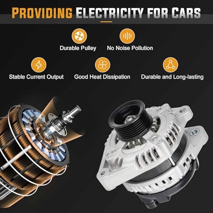 ILONPA New 2.4 2.4L Alternator Replacement Compatible with Acura TSX 2009 2010 2011 2012 2013 2014, for Honda Accord 2008-2012 130Amp 12V Replace for 11390 CSF89 104210-5890 - Image 5