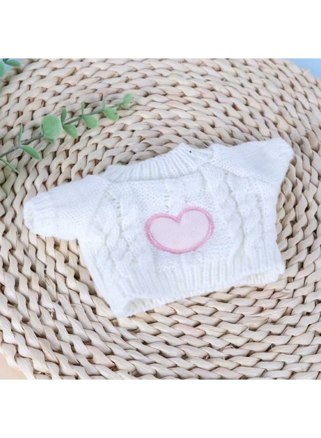 Little Bear Sweatshirt Cotton Doll Sweatshirt Teddy Bear Doll Sweatshirt Doll Plush Toy Doll Replacement Costume Hooded-Specifications:20cm Universal Baby Clothes -Color:White Pink Heart Sweater - Image 1