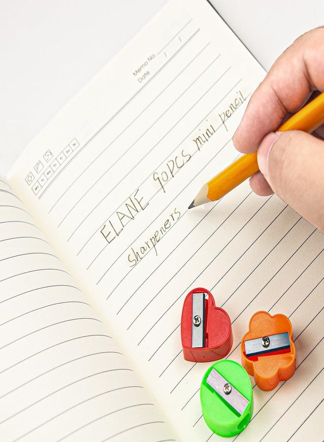 ELANE 90 Pcs Mini Pencil Sharpener,Manual Pencil Sharpeners Bulk Pencil Sharpeners Handheld for Classroom (Round+Heart+Wintersweet) - Image 4
