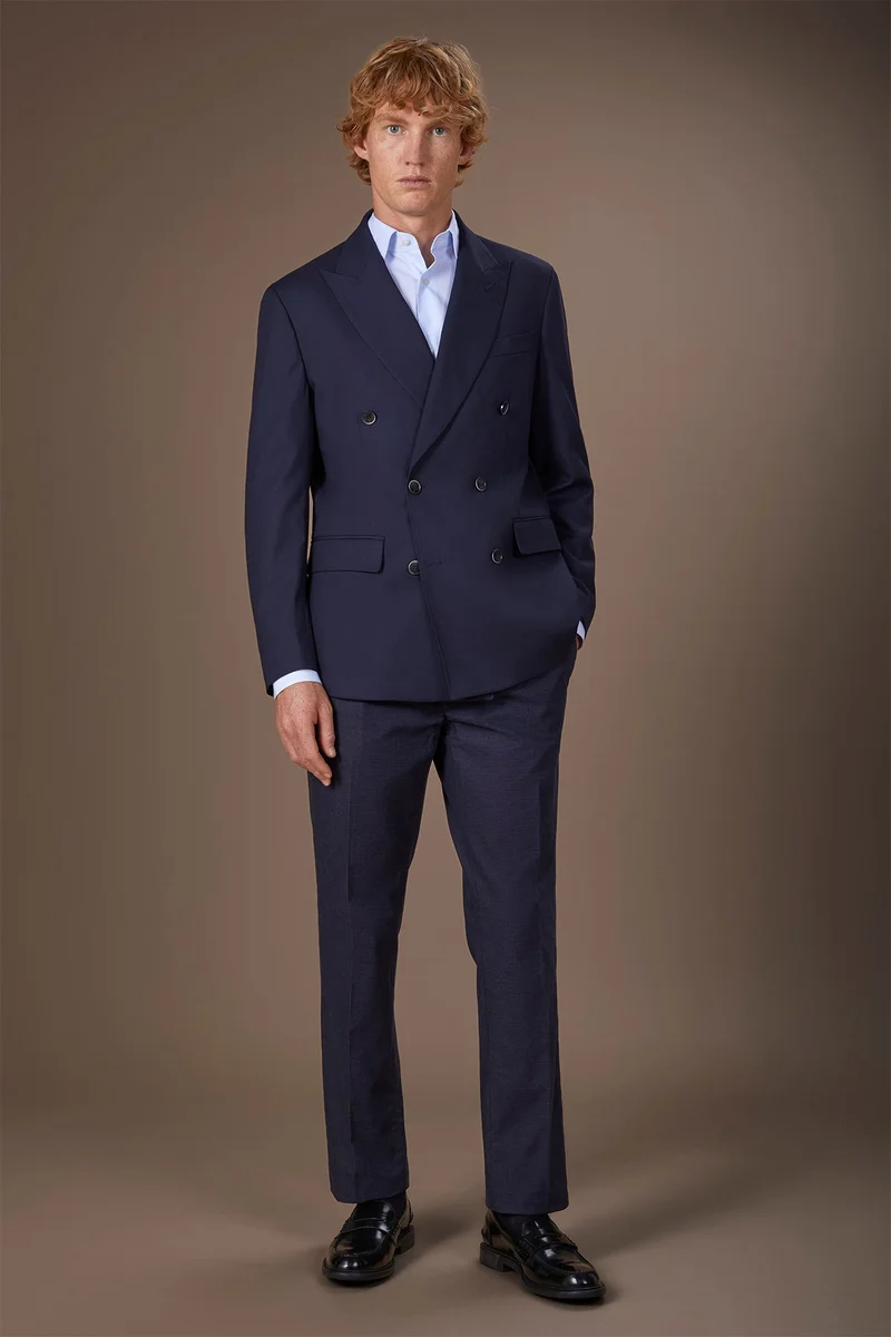 Doppelganger Blue Classic regular fit men's trousers - DK Blue for Men | Best Price UAE