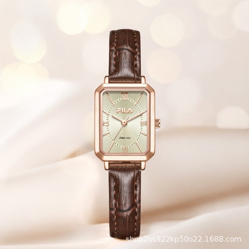 FILA Women's Vintage Leather Watch - Square Dial, Japanese Quartz Movement, 30M Water Resistance - Image 2