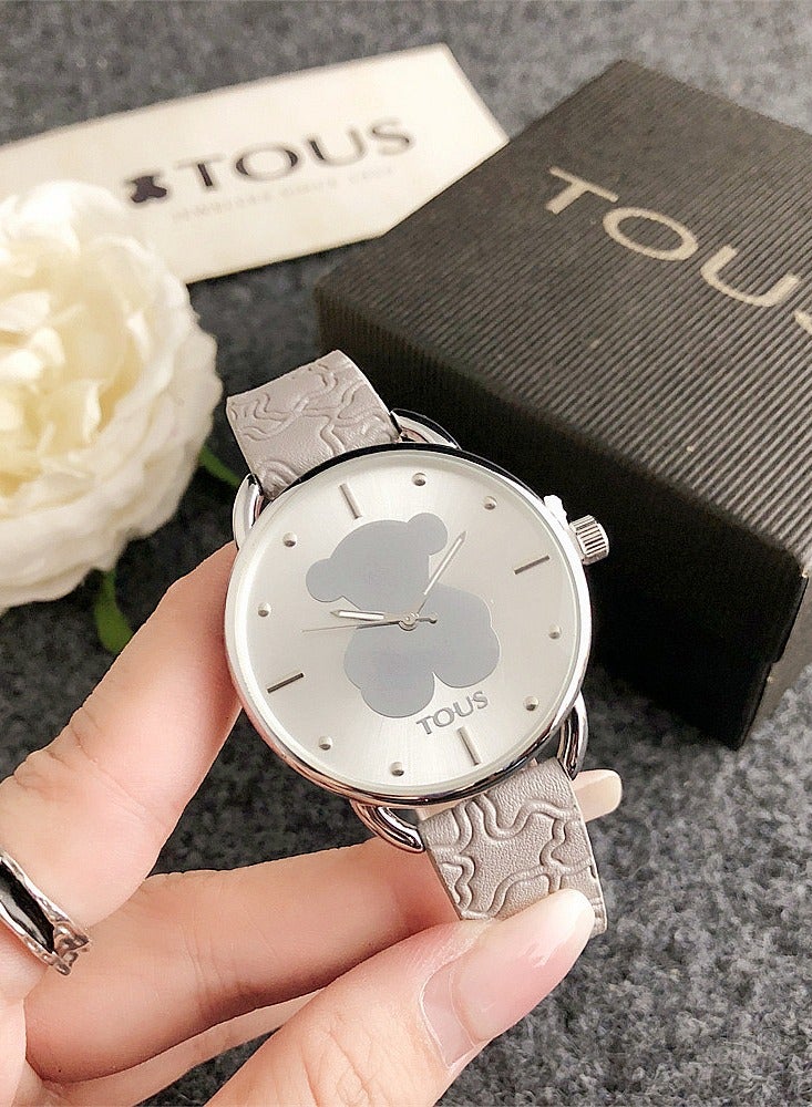 Tous Round turntable girls boys watch trend turntable fashion watch versatile alloy with quartz watch - Image 1