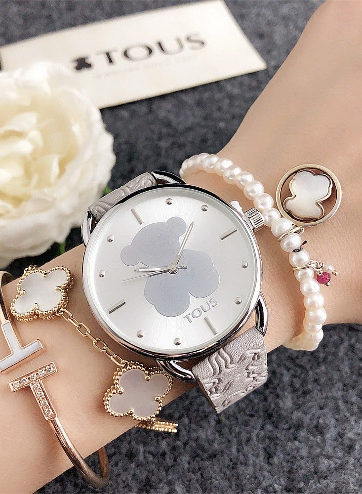 Tous Round turntable girls boys watch trend turntable fashion watch versatile alloy with quartz watch - Image 2