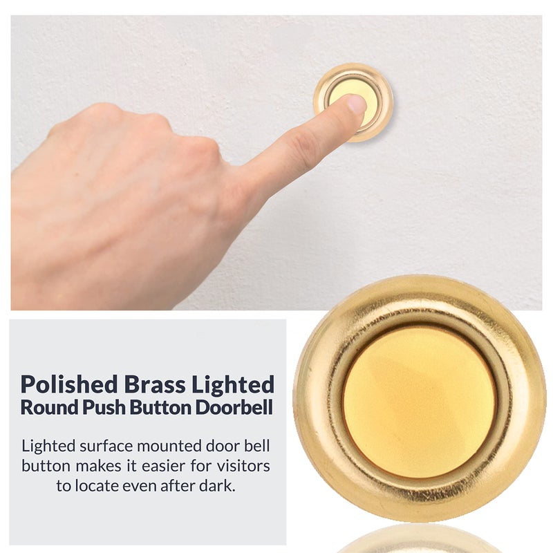 Newhouse Hardware FMBL Lighted Doorbell Button, 1-Pack, Brass - Image 4