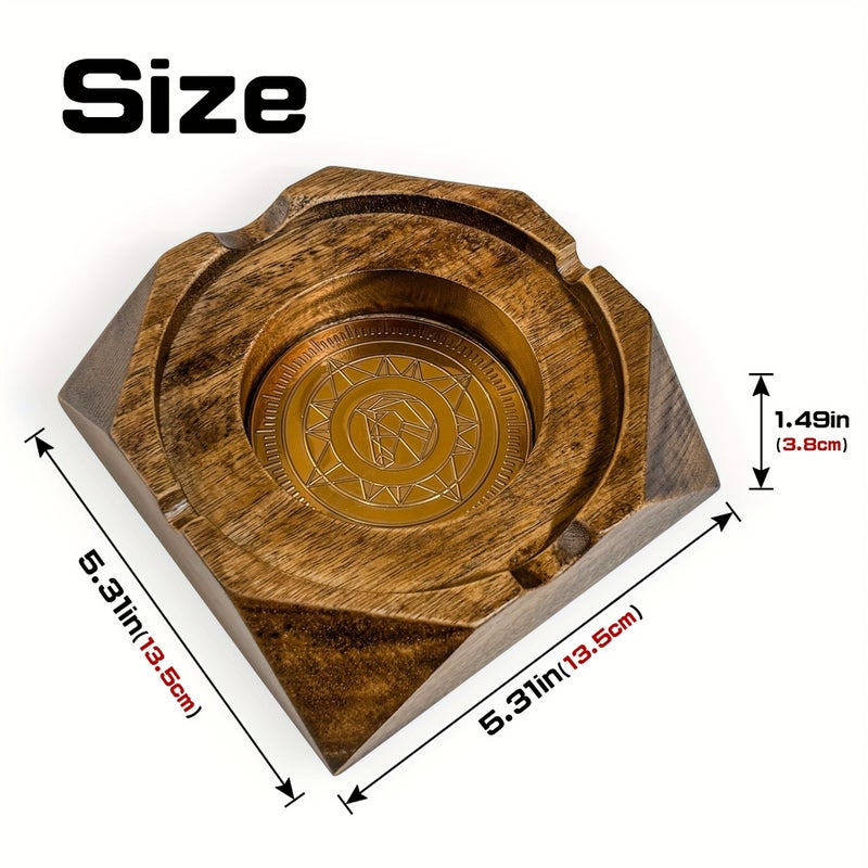 Vintage Square Cigar Ashtray Heavy Duty Recycled Hardwood Ashtray With Cigar Rest Dark Brown Non Electric Smoking Tray For Home Office Or Man Cave Elegant Tobacco Decor Centerpiece Large Cigar Ashtray Durable Construction Classic Home Accessory Rustic Design - Image 3