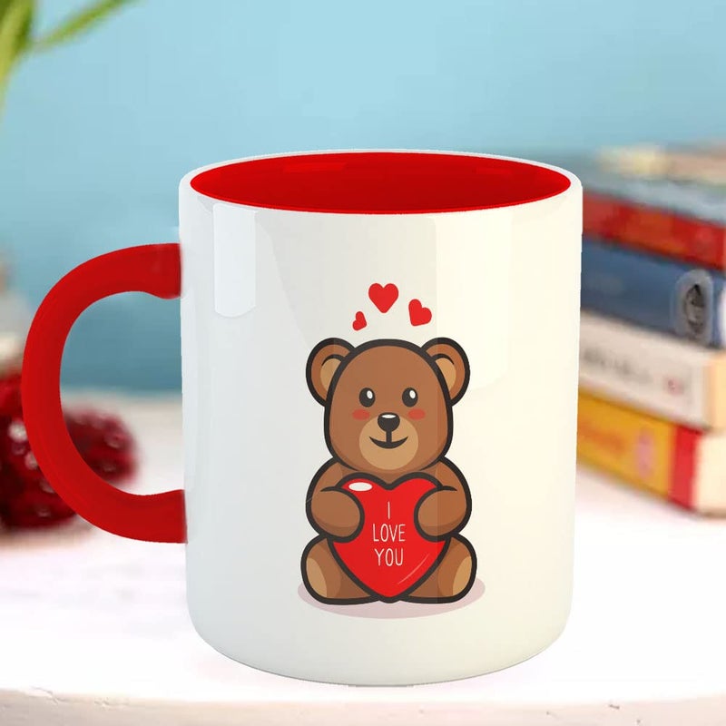 Happu Happu Printed Ceramic Coffee Mug Happy Valentine Day Design I Love You Cute Teddy Bear Gifts for BoyfriendGirlfriend Gift for HusbandWife Gift for LoverCouple 325 ML11Oz 22453TRD  - Image 3