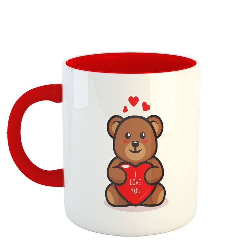 Happu Happu Printed Ceramic Coffee Mug Happy Valentine Day Design I Love You Cute Teddy Bear Gifts for BoyfriendGirlfriend Gift for HusbandWife Gift for LoverCouple 325 ML11Oz 22453TRD  - Image 1