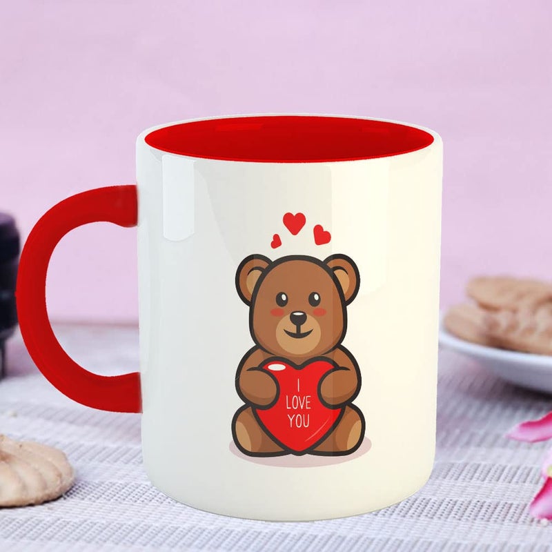 Happu Happu Printed Ceramic Coffee Mug Happy Valentine Day Design I Love You Cute Teddy Bear Gifts for BoyfriendGirlfriend Gift for HusbandWife Gift for LoverCouple 325 ML11Oz 22453TRD  - Image 4