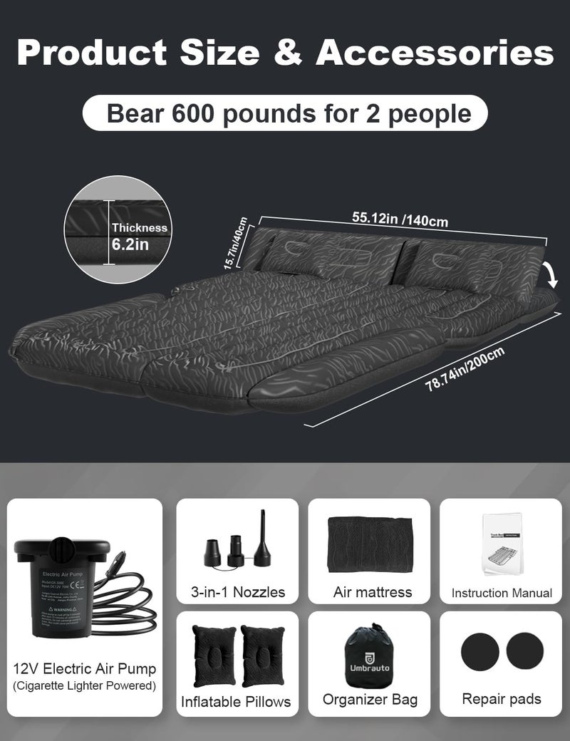 Umbrauto Car Air Mattress for Medium/Large SUVs - 200cm Length with Upgraded Flocking Surface and Electric Pump - Image 4