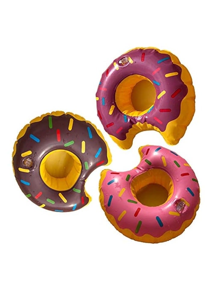 بارتي ويذ إيما حامل مشروبات، 3 قطع/مجموعة من الأكواب العائمة وحامل الأكواب على شكل دونات وشجرة النخيل فلامنغو لحفلات السباحة ومتعة المياه - Image 1