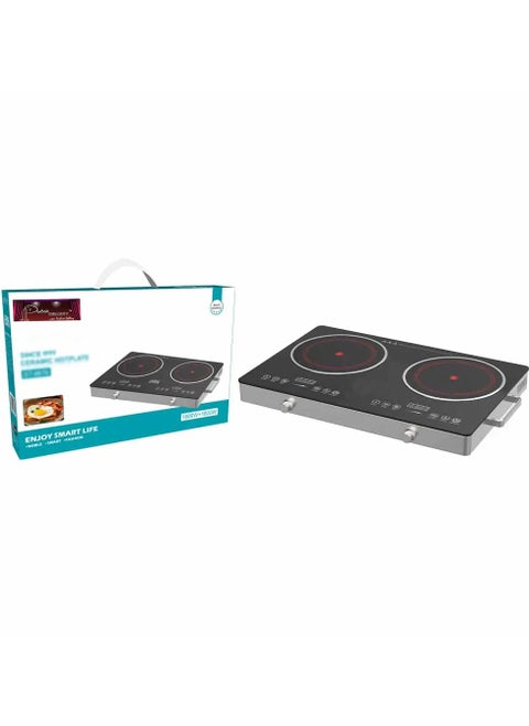 Double Infrared Cooker 1800W with Digital LED Display High-Power Dual Burner Cooktop, Portable Electric Stove for Fast and Efficient Cooking with 4 Hour Timer Facility