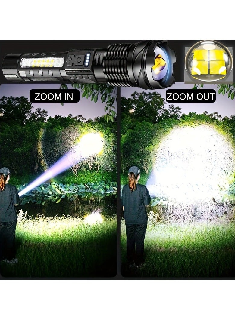 Bukela 2pcs Super Powerful Rechargeable Torch Flood Light With Side Light For Outdoor Camping, Fishing, Hunting, Climbing, Adventure Emergency - Image 3
