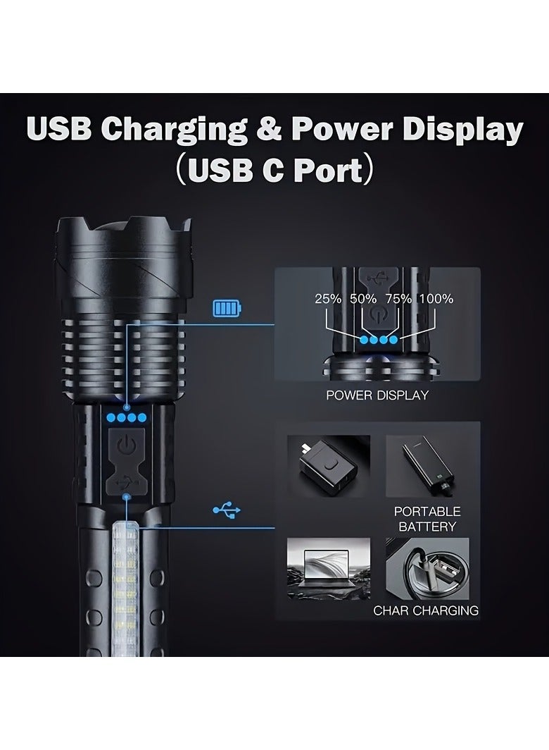 Bukela 2pcs Super Powerful Rechargeable Torch Flood Light With Side Light For Outdoor Camping, Fishing, Hunting, Climbing, Adventure Emergency - Image 5