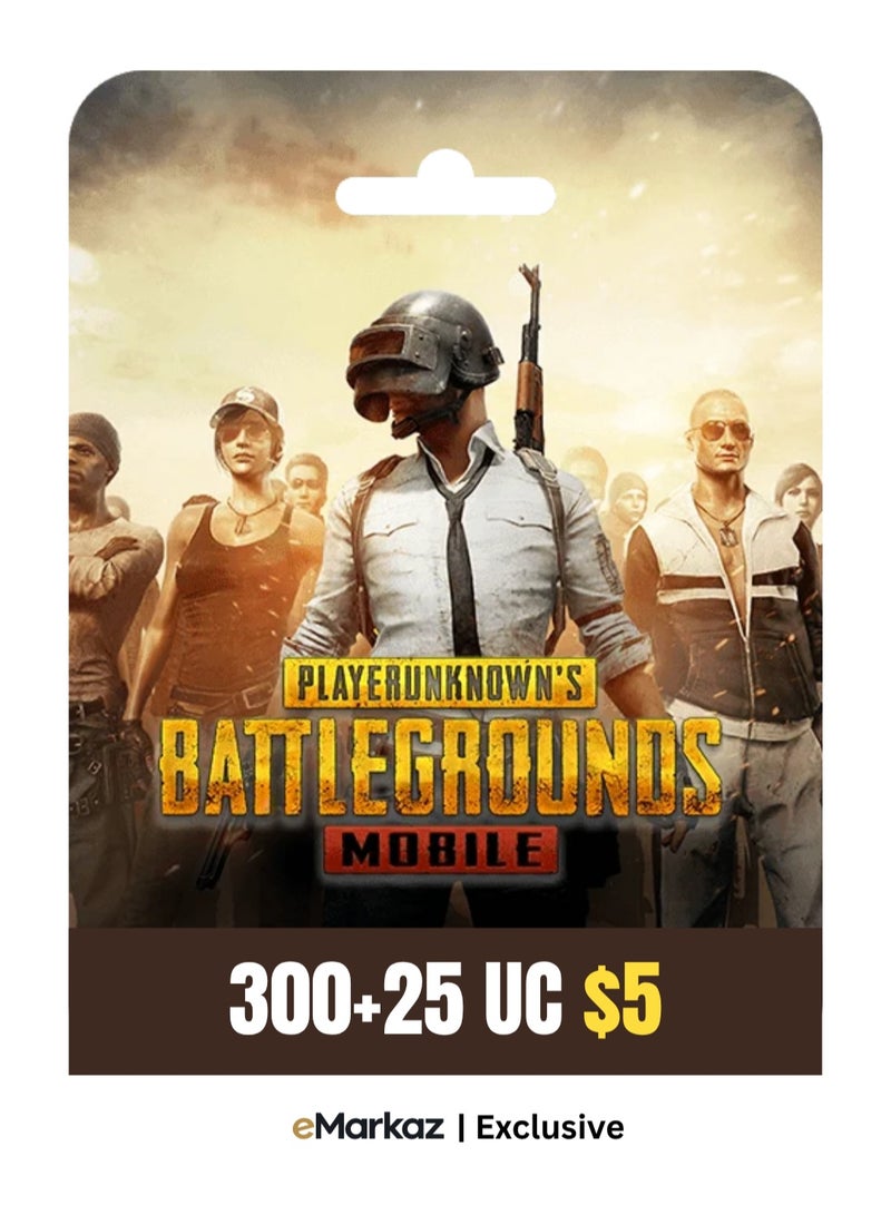 ببجي موبايل 300 + 25 عملة UC (نقد غير معروف) رمز رقمي