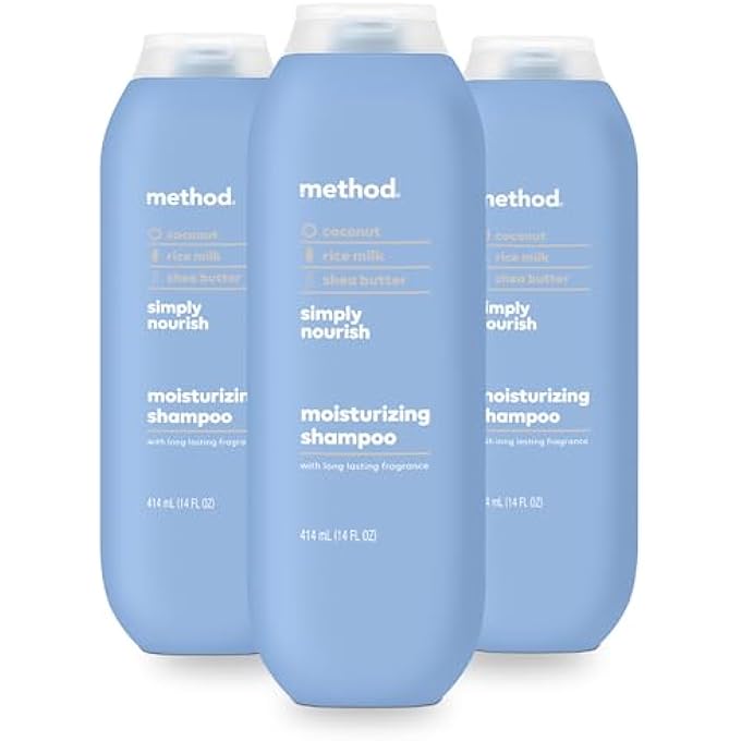 Method MOISTURIZING SHAMPOO, SIMPLY NOURISH WITH SHEA BUTTER, COCONUT, AND RICE MILK SCENT NOTES, PARABEN AND SULFATE FREE, 14 OZ (PACK OF 3) - Image 1