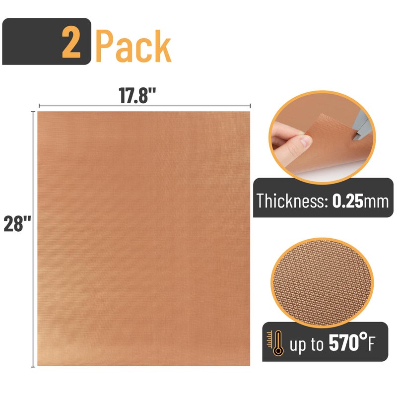 UNCO- Copper Grill Mats for Outdoor Grill, 28" x 17.8", 2 Pack, Nonstick Reusable Grilling Mats for Outdoor Grill, BPA and PFOA Free with PTFE-Fiberglass Coating - Image 2
