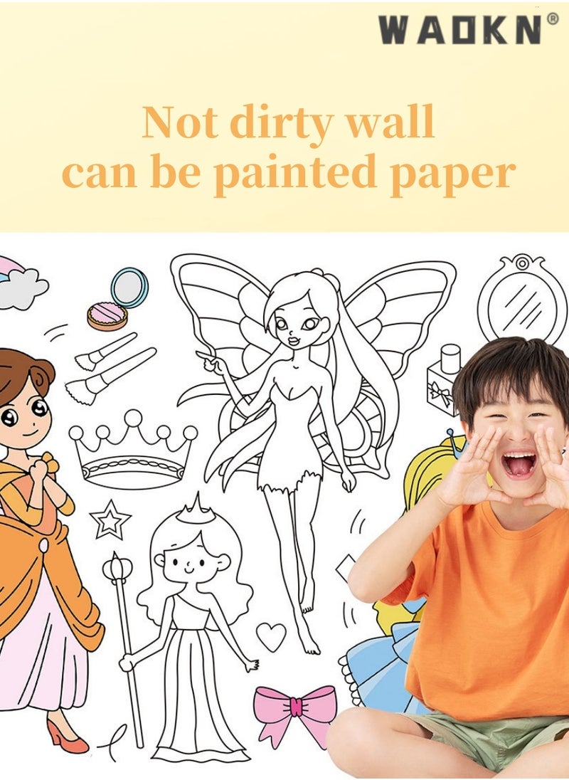 WAOKN 3-meter Long Giant Children's Creative Handmade Graffiti, Children's Drawing Roll Drawing Paper Cute Princess Painting Scroll, Color Filling Painting Scroll, Stickable but Not Dirty Wall  - Image 4