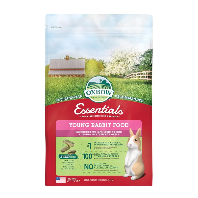 Oxbow Essentials Young Rabbit Food, 5 Lb, Multicolour, 744845402451, Animal Food - Image 1