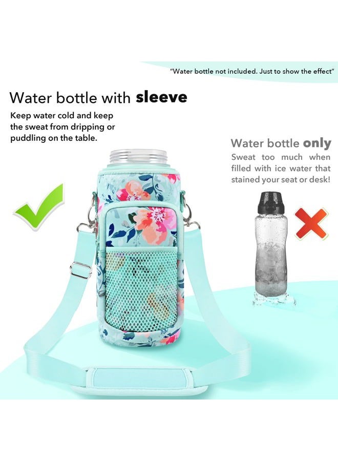 Newfad Half Gallon Water Bottle Carrier Bag, Bottle Pouch Phone Holder, Adjustable Shoulder Hand Strap 2 Pocket Sling Neoprene Sleeve Sports Water Bottle Accessories for Hiking Travelling &Camping - Image 3