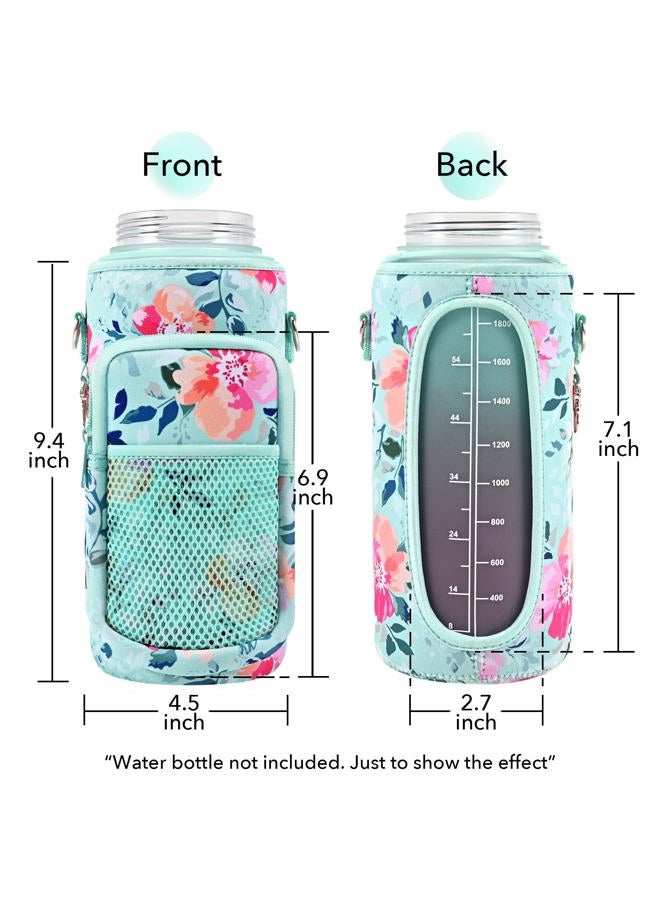 Newfad Half Gallon Water Bottle Carrier Bag, Bottle Pouch Phone Holder, Adjustable Shoulder Hand Strap 2 Pocket Sling Neoprene Sleeve Sports Water Bottle Accessories for Hiking Travelling &Camping - Image 2