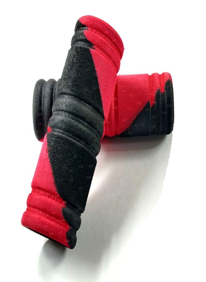 A2D? DH-B.R Abstract Design Bike Comfort Riding Foam Rubber Bike Handle Grips Covers Set of 2 Black n Red for Yamaha Crux - Image 4