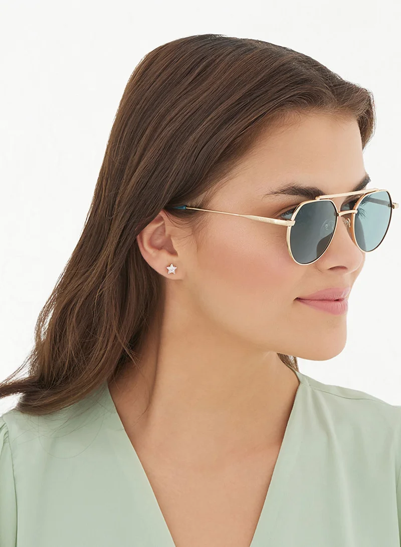 30Sundays Iris,Women Sunglasses, Aviator Sunglasses, UV Protection: UV400 (Gold,Green)