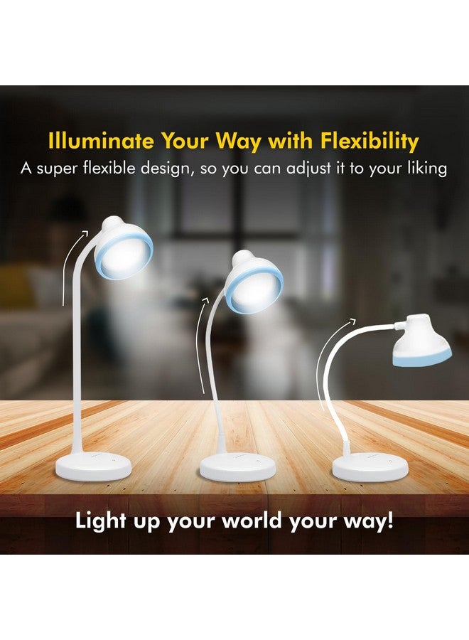 ويبرو مصباح طاولة LED قابل لإعادة الشحن من wipro، تصميم دائري ومرن مع تعتيم بثلاث درجات، مصباح مكتبي 6 وات للدراسة مع رقبة قابلة للتعديل، أبيض، ABS، عبوة من قطعة واحدة - Image 5