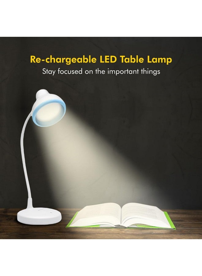 ويبرو مصباح طاولة LED قابل لإعادة الشحن من wipro، تصميم دائري ومرن مع تعتيم بثلاث درجات، مصباح مكتبي 6 وات للدراسة مع رقبة قابلة للتعديل، أبيض، ABS، عبوة من قطعة واحدة - Image 2