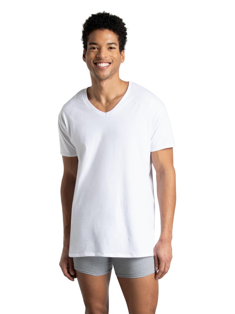 Fruit of the Loom mens Tall Size V-neck T-shirt, White Underwear, Tall Man - White 6 Pack, 3X-Large US - Image 2