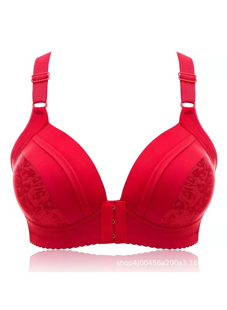Loquat Womens Front Closure Bra With Adjustable Straps Soft Seamless Unpadded Wireless Nursing Bras Red