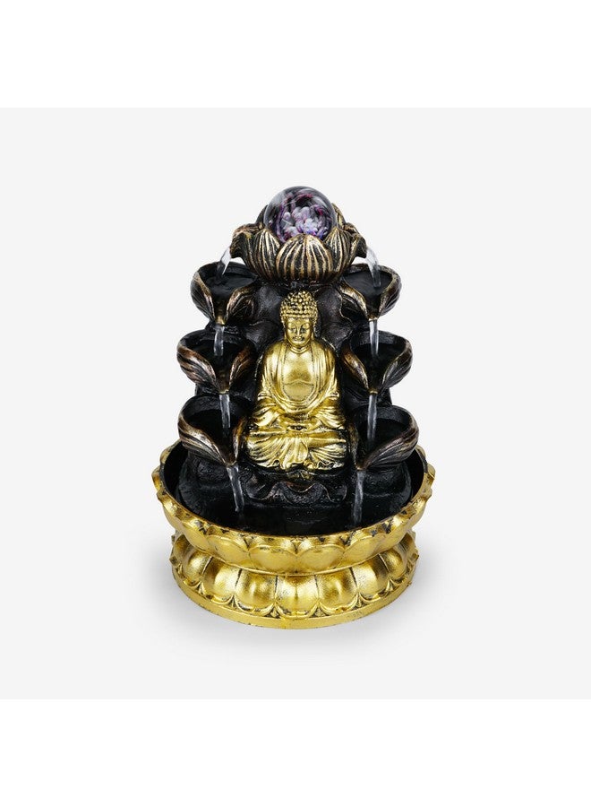HOME ELEMENTS Tabletop Lord Buddha Waterfall Fountain with Crystal Ball for Home Decor Desktop Showpiece Fountain for Living Room Housewarming Gift Office Zen Water Fountain-20.5x20.5x26cm (FT_07) - Image 2