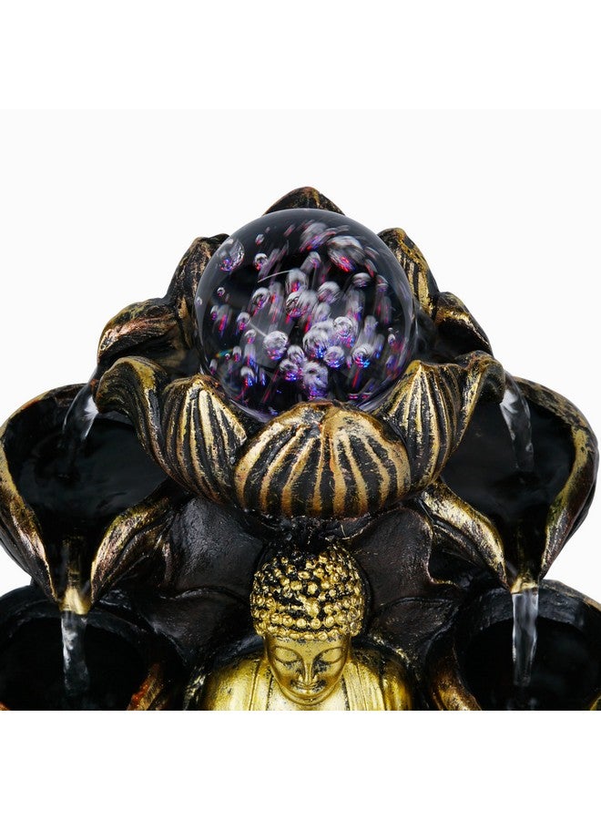 HOME ELEMENTS Tabletop Lord Buddha Waterfall Fountain with Crystal Ball for Home Decor Desktop Showpiece Fountain for Living Room Housewarming Gift Office Zen Water Fountain-20.5x20.5x26cm (FT_07) - Image 4
