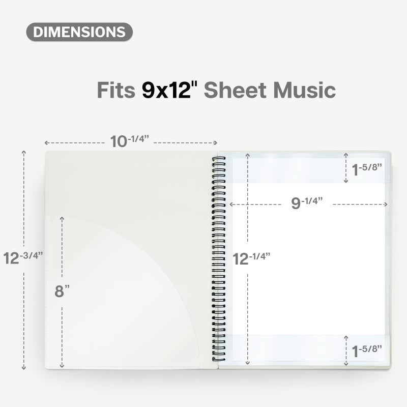 Cranbury Sheet Music Folder 9X12 - Dual Use Music Holder (Black)  Store Pages Inside 24 Protective Sleeves Or Annotate Exposed Pages  Music Binder With Spiral Binding Stays Opens And Lays Flat - Image 5