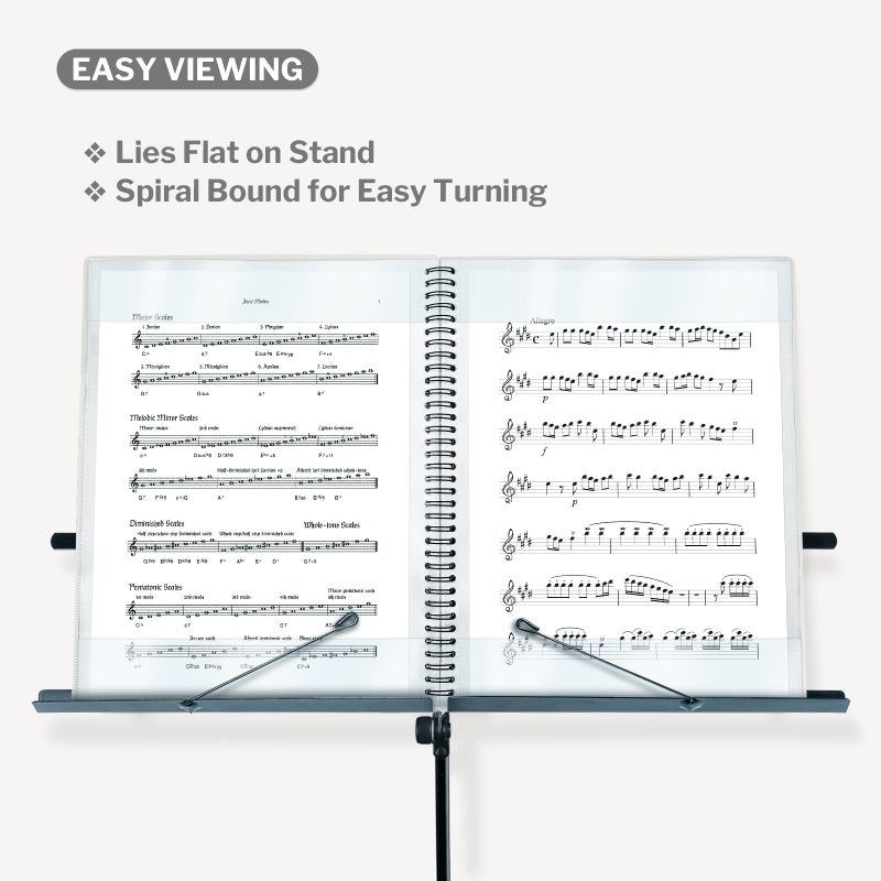 Cranbury Sheet Music Folder 9X12 - Dual Use Music Holder (Black)  Store Pages Inside 24 Protective Sleeves Or Annotate Exposed Pages  Music Binder With Spiral Binding Stays Opens And Lays Flat - Image 2